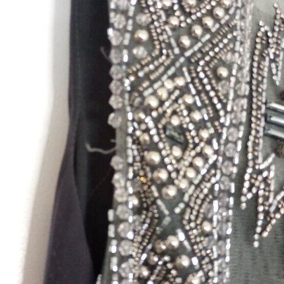 Ellie Wilde Mon Cheri Navy Beaded Accent Long Gown - Picture 11 of 14